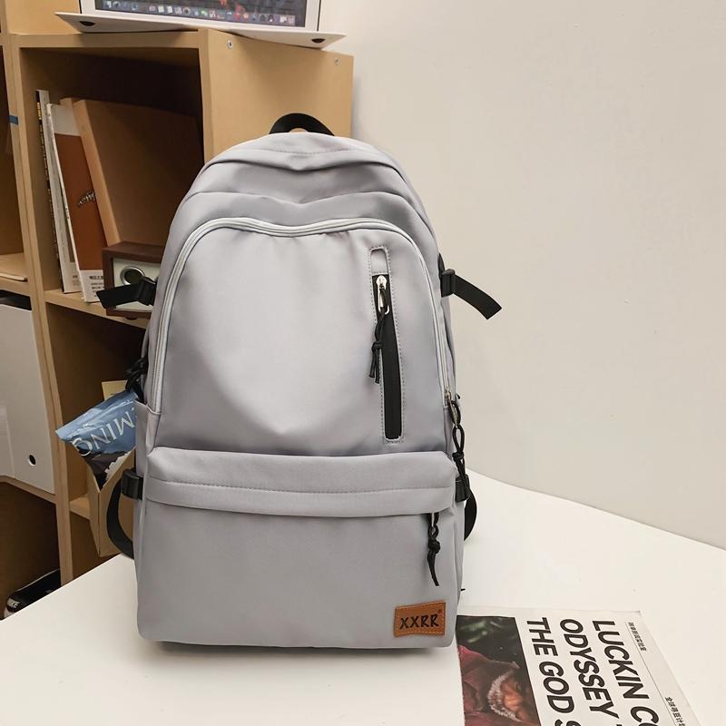 Male Solid Color Backpack Female Large Capacity Student Schoolbag