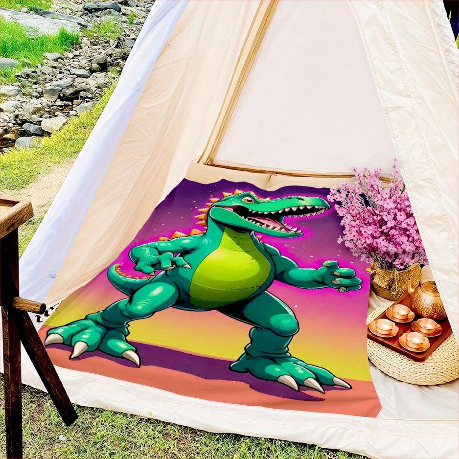 Dinosaur Print Flannel Throw Blanket Thick Heavy Weight Soft Cozy for Bed Napping Air Conditioning Full Coverage Gift