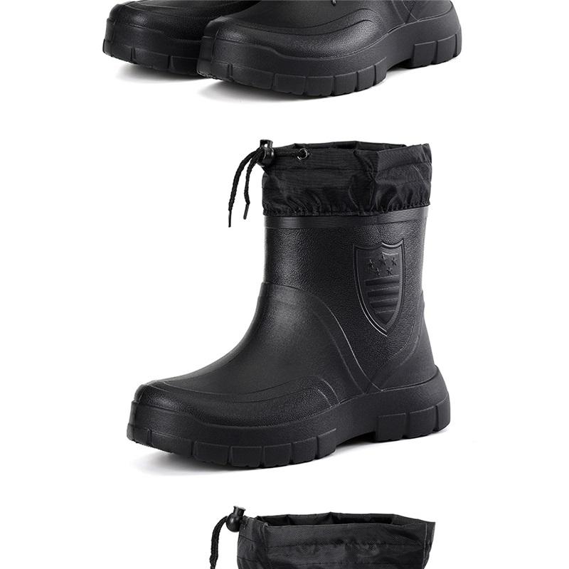 Men's Low Tube Heating And Cotton Fleece Lightweight Rain Shoes