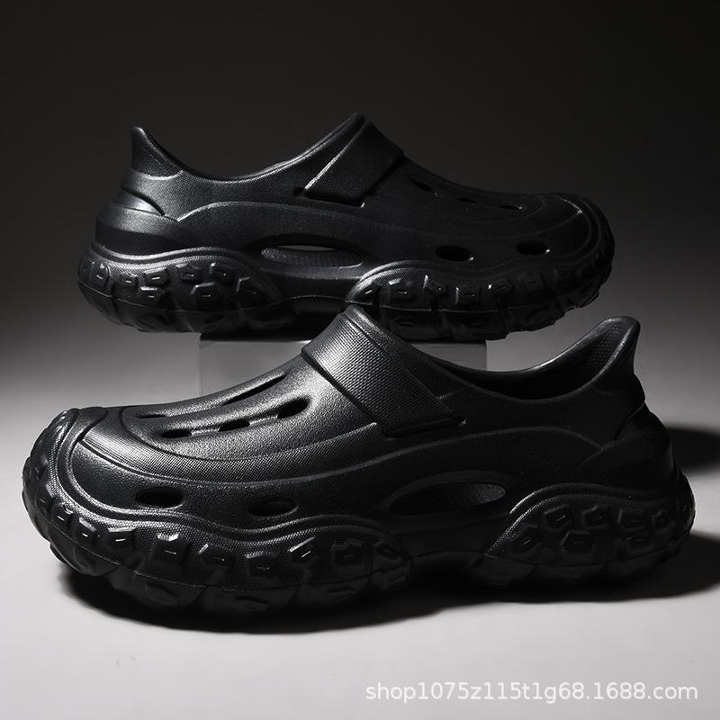 Summer New Outer Wear Non-slip Breathable Thick-soled Bag Head Slippers Casual Seaside Beach Sandals Hole Shoes Men