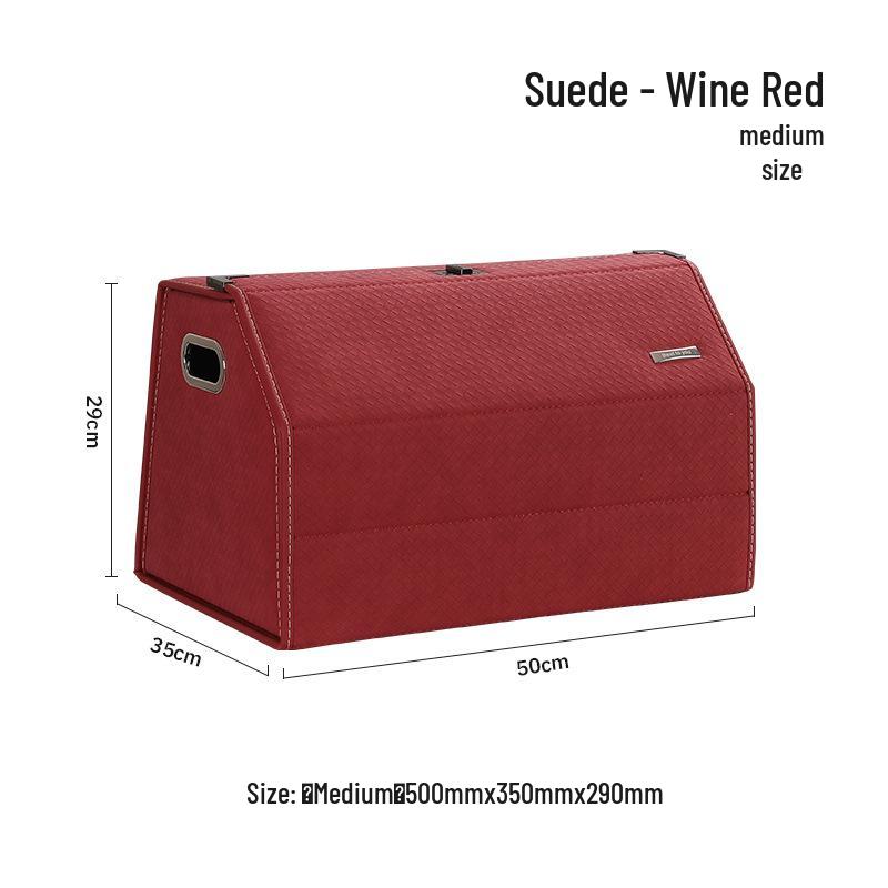 Großer Kofferraum-Organizer für das Auto, Leder mit Schafsfellmuster, Aufklappbares faltbares Design.