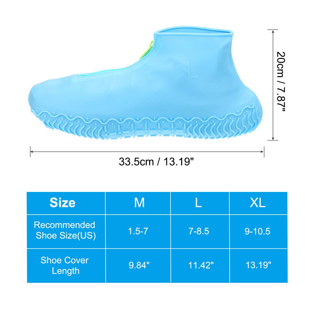 Silicone WaterProof Shoe Covers Zipper Shoe Protector  Reusable Non-Slip Rain Boot Overshoes Walking Shoes  for Men Women