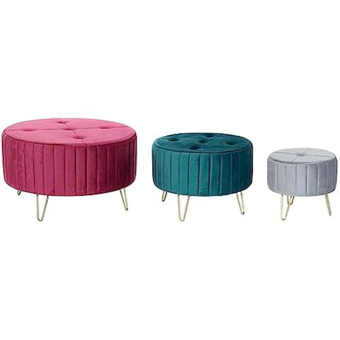 Repose-pieds - DKD Home Decor - Multicolore - Métal - Velours - 80x80x45 cm