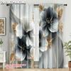2pcs, Minimalist Curtains 2D print Contemporary Floral Versatile Polyester (without rod) Stuff Clearance for Living Room,