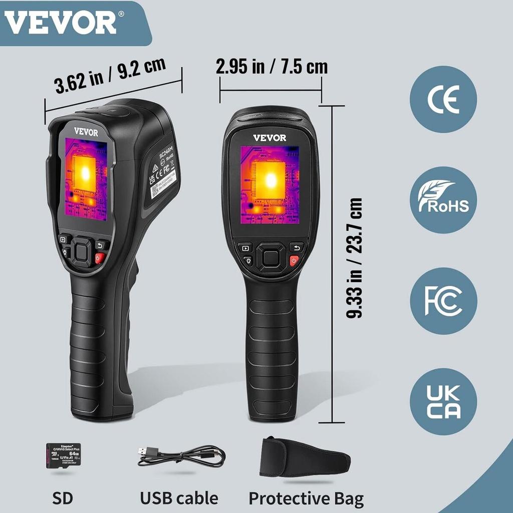 Thermal Imaging Camera, 320 x 240 Pixels Super Resolution with 2MP Visual Camera, 25Hz Refresh Rate Infrared Camera with -4℉~1022℉ Temp, 64G SD Card