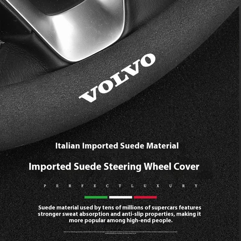 Transpirable y antideslizante Para Volvo S60 V50 XC40 XC60 XC70 XC90 S40 S90 C30 V40 V60 V90 Cubierta de Volante de Coche de Cuero Gamuzado