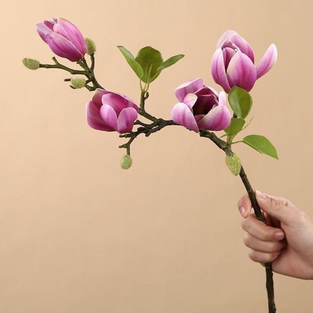 Kytice magnolií z hedvábí Real Touch Odolná vůči vyblednutí Simulované orchideje Svatba Dekorace