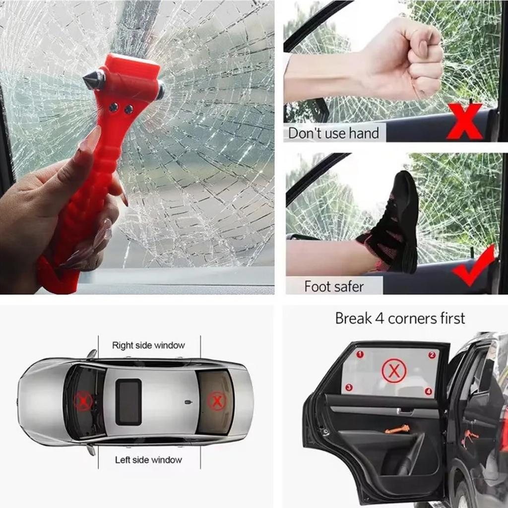 2 In 1 Car Emergency Tool Safety Hammer Window Breaker Built Carbon Steel Car Escape Rescue Glass Breaker Kit