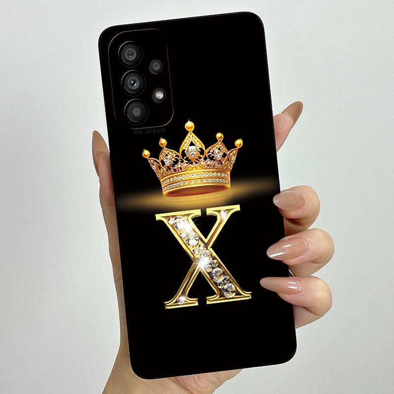 Phone Case for Samsung Galaxy A72 A52 A52S 4G 5G Liquid Silicone Soft Shockproof Lens Protective Cover Luxury Crown Letter Cases