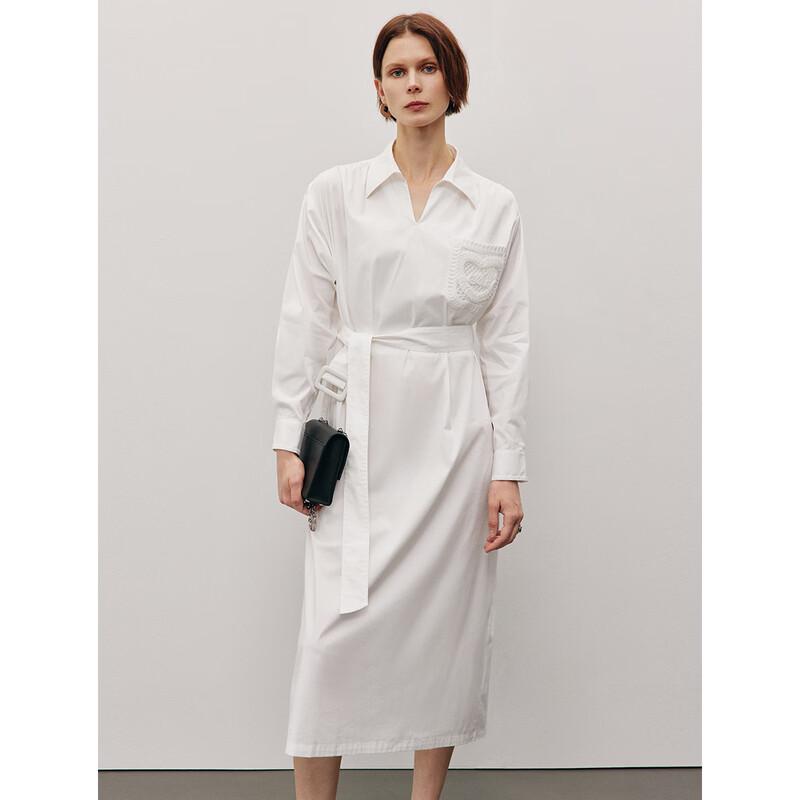 ELLE Women's Hollow V-Neck Shirt Dress