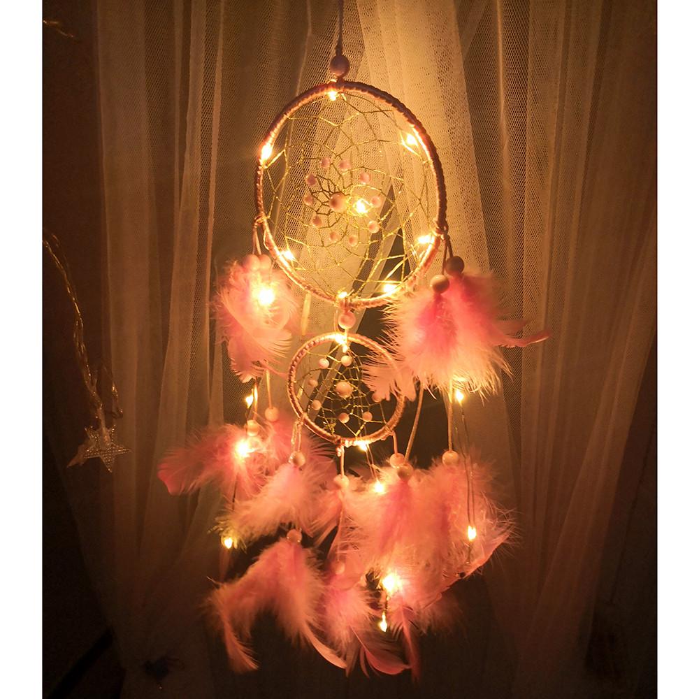 Handmade  Feathers Night Light Car Wall Hanging Room Home Decor