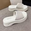 Fashion Platform Platform Slippers Women's Fashion Round Toe Open Toe Woven Strap Anti-slip Wear-resistant Kitten Heel Shoes