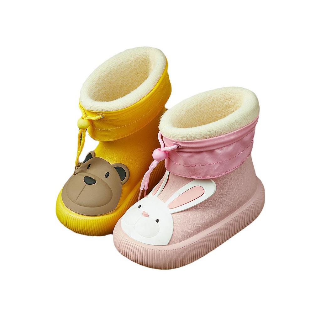 Happy Mary Kids' Waterproof Cartoon Rain Boots with Velvet Lining - Spring/Autumn Collection