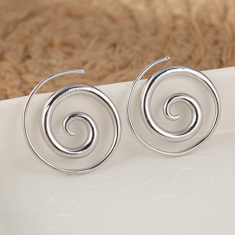 Spiral Earrings, Simple Rustic Handmade Tribal Thick Spiral Hoop Swirl Coil Women or Men Earrings