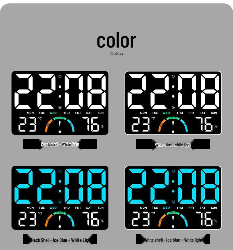 Large LED Wall Clock with Stand, Digital Multifunction GH9008