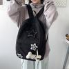 Star Backpack Large Capacity Corduroy Daypack Portable Cute Backpack with Star Pattern Adjustable Straps for College Work Travel