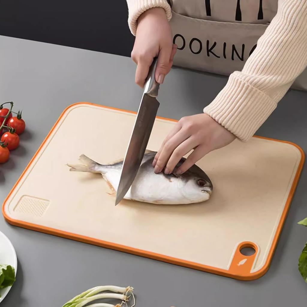 Double-Sided Wheat Straw Cutting Boards for Kitchen Dishwasher Safe Chopping Board with Juice Grooves for Meat Fruits Vegetables