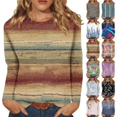 Langarmshirts für Damen, niedlicher Aufdruck, Grafik-T-Shirts, Blusen, lässig, Übergröße, Basic-Tops, Pullover