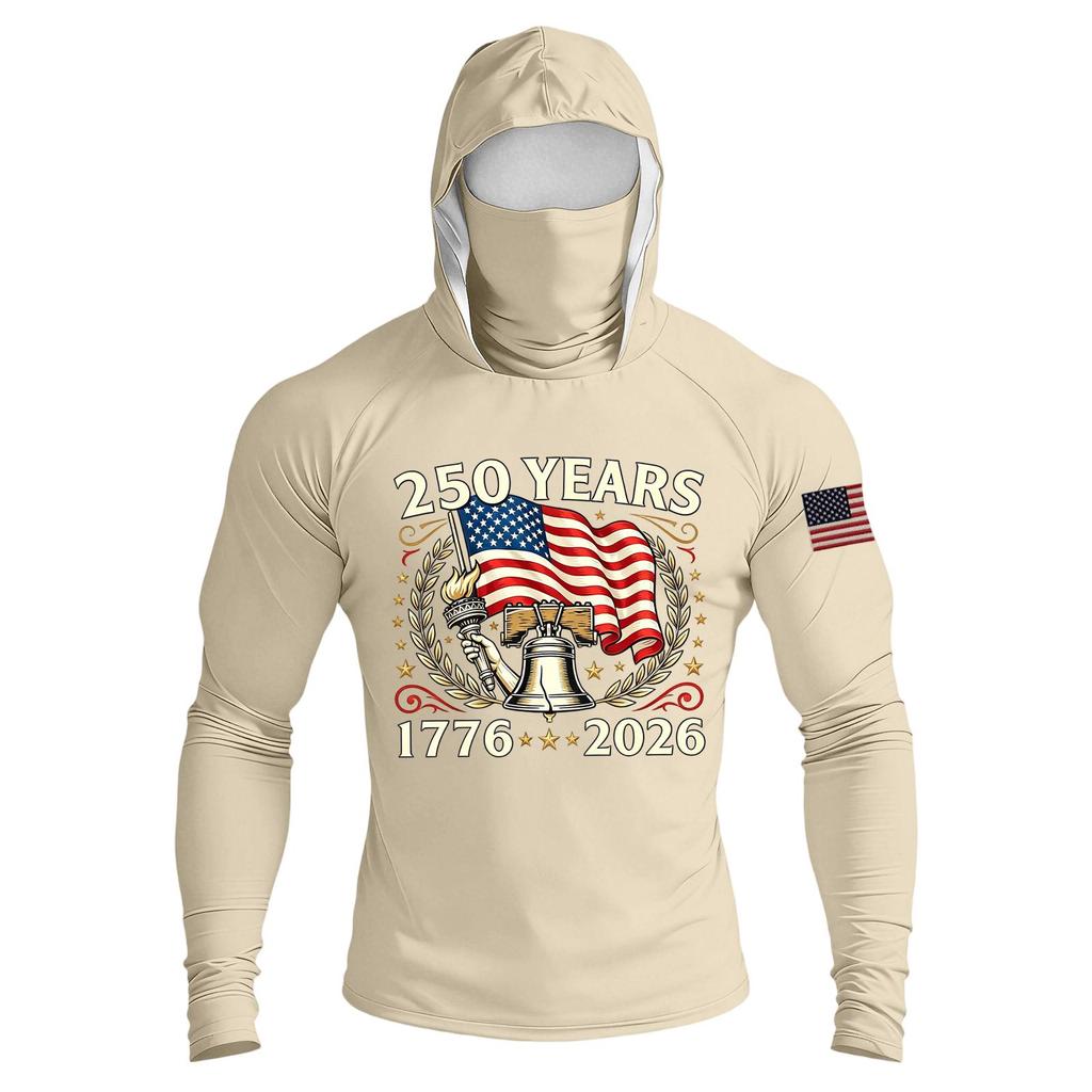 Men's Casual Raglan Sleeve Hooded Long Sleeve Sun Protection Shirt Lightweight Breathable Outdoor Sports Top with Face Cover and Thumb Holes