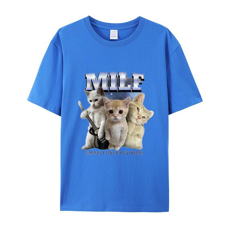 Unisex I Love Felines Cute Rock Kittens Graphic T Shirt Funny Cat Band Meme Print Vintage Streetwear Oversized Short Sleeve Tee