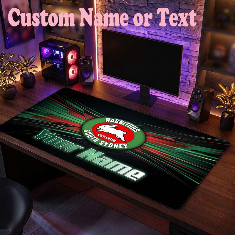 South Sydney Rabbitohs Customized Name Text Mouse Pad, Large Desk Mouse Mat Personalized Home Office Present