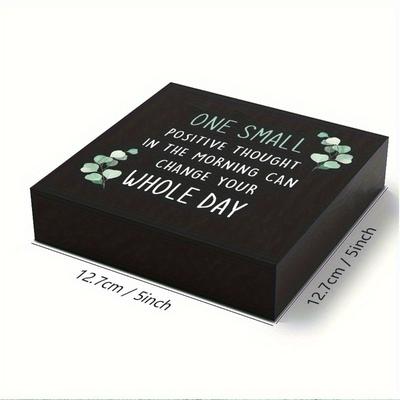 "One Small Positive Thought" Wooden Sign. Farmhouse Retro White Plaque for Desk, Shelf or Wall.