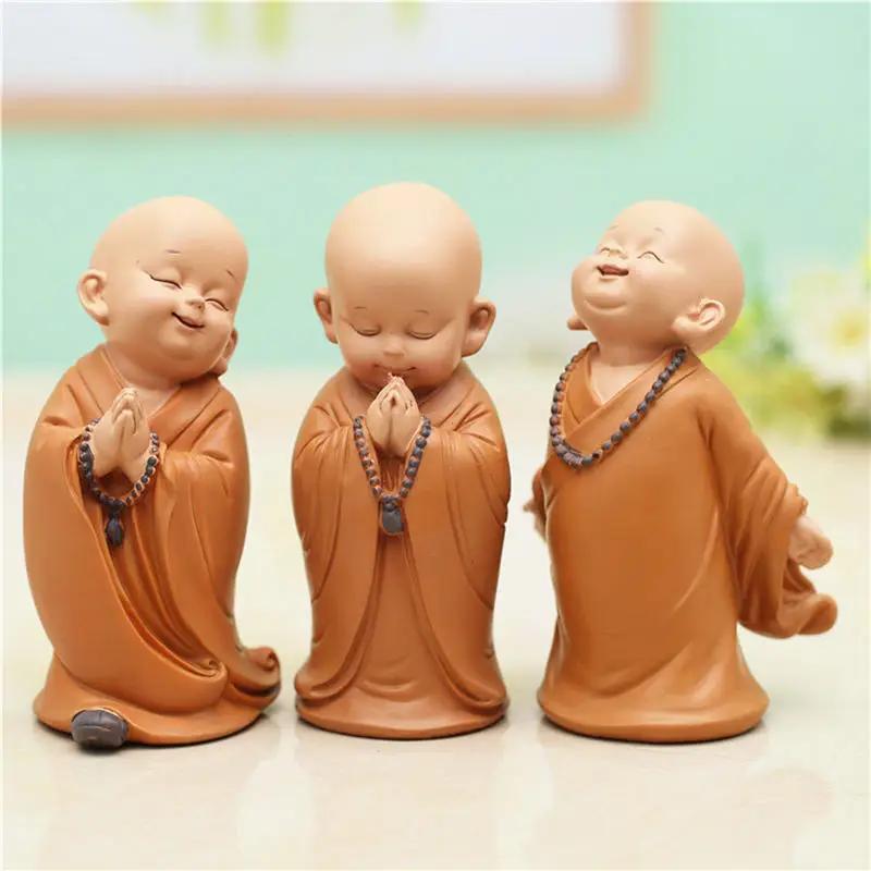 1pc Monk Figurines Car Decoration Crafts,Home Decor Kungfu Monks Figure Car Ornament Buddha Boy Accessories Figurines Tea Pet