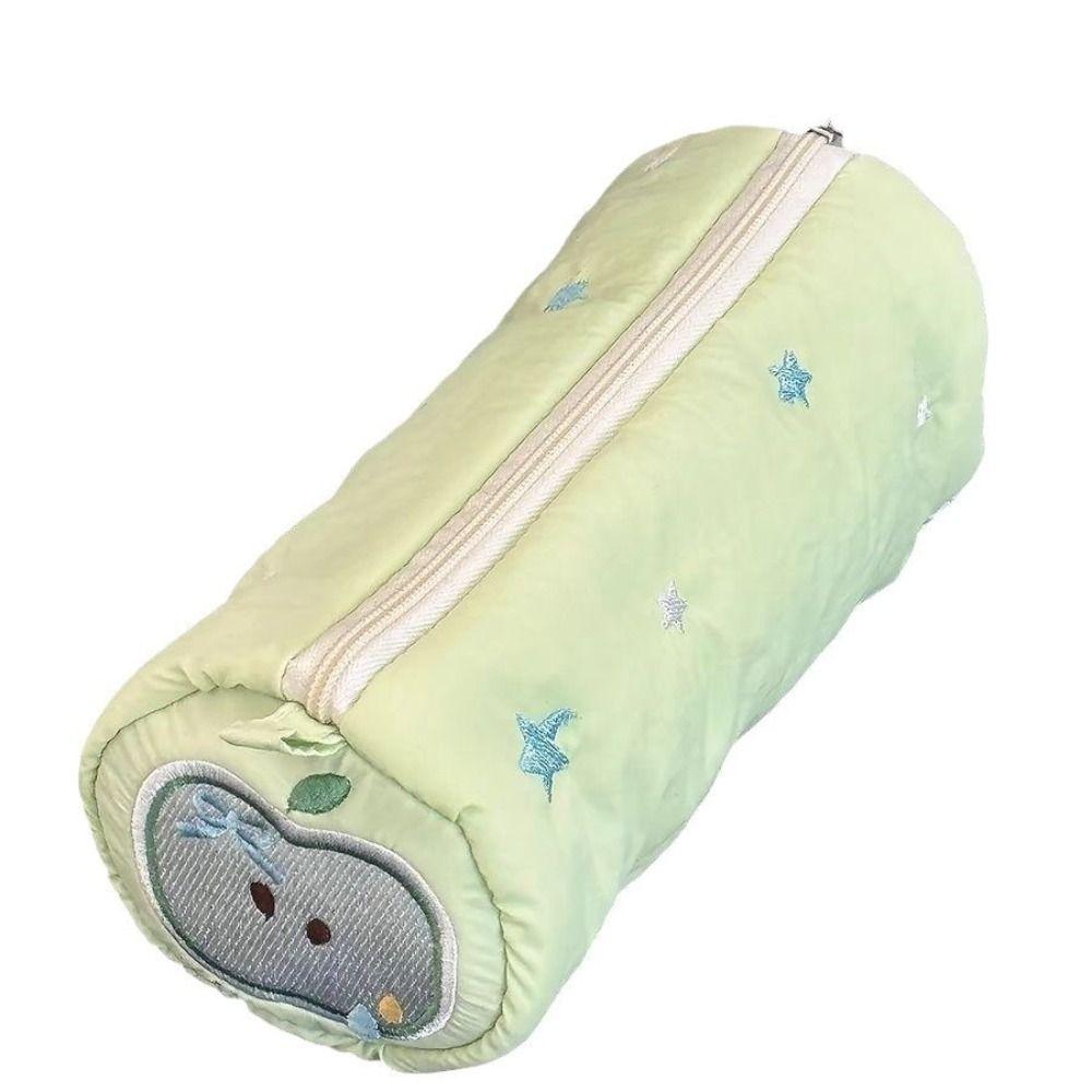 Summer Fruit Embroidery Pen Bag Soft Touch Stationery Organizer Portable Pencil Case Student Gift