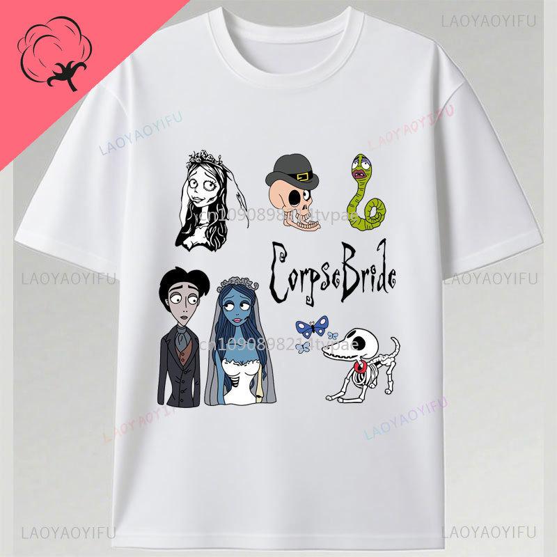 Hot Corpse Bride Rye Camiseta Emily Roses And Altar Tshirt Casual Cotton Crewneck Vintage Printed Shirt Camisa Y2k Clothes