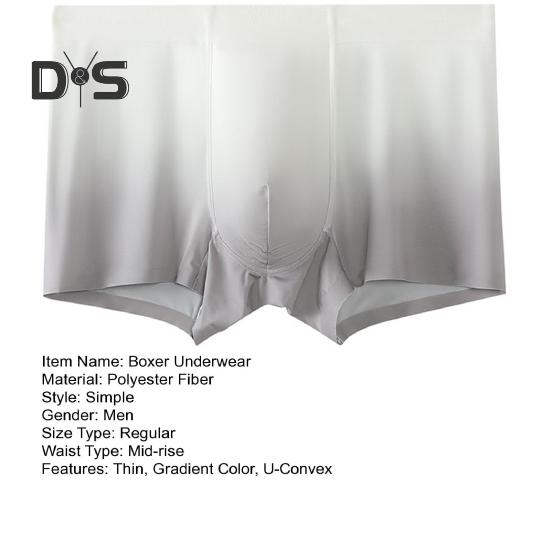 Men Boxer Underwear Breathable Ice Silk U Convex Design Gradient Color Shorts Underwear Seamless Panties Daily Wear