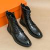Fashion Men Boots Leather Fashion Autumn Winter Party Dress Shoes Zip Thick Sole Comfortable Black/Brown Motorcycle Ankle Flats