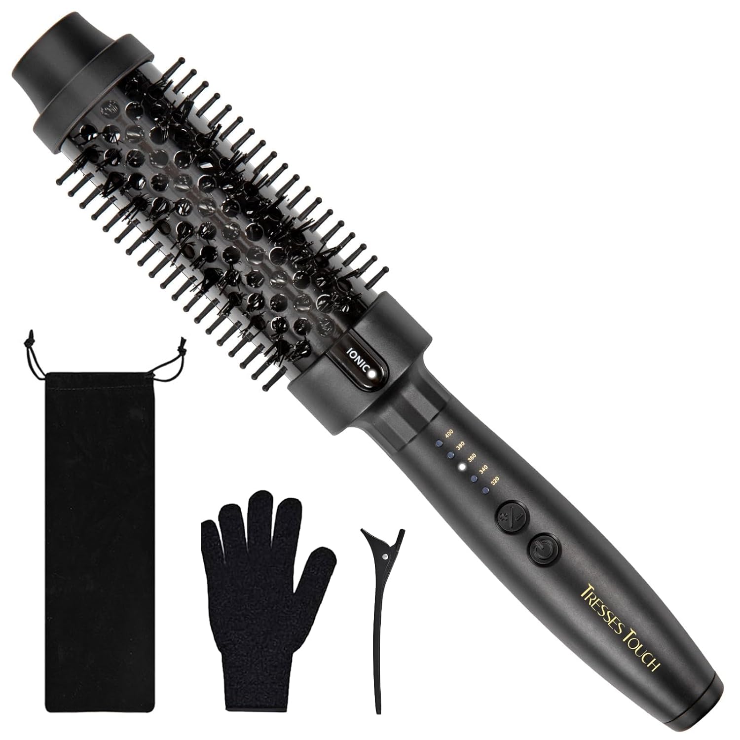 

1.5 Inch, Heated Round Brush for Blowout Look, Negative Ion, 5 Temp Settings, Tourmaline Ceramic, Dual Voltage for United States