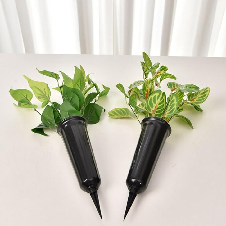 Outdoor Plastic Flower Cone Floral Display With Reinforced Base For Stable Lawn Cemetery Decoration Weather Resistant