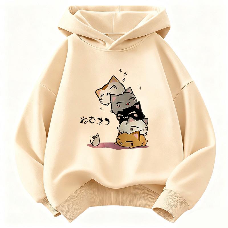 Y2K Funny Cat Graphic Kids Cat Children's Sweatshirt Casual Hoodies for Boys Girls Clothes