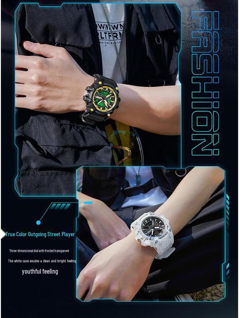 SANDA Jugend Trend Schwarz Tech Multifunktionale Wasserdichte Stoßfeste Herren Elektronische Uhr