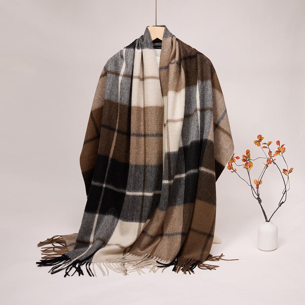 2025 Осень/Зима Унисекс 100% Чистый Кашемир Плед Шарф Шаль