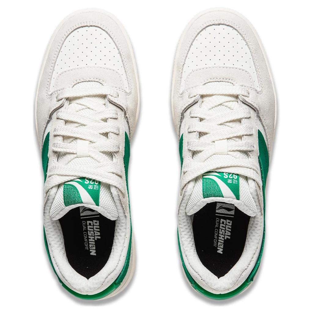 Li Ning Zhengrong 92S Slip Resistant Cushioning Abrasion Resistant Low top Skateboard Shoes Women's White Green AEPU024-3