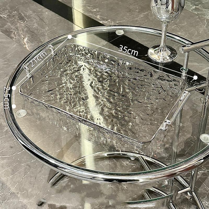 

1 шт., роскошный поднос для хранения с водной рябью, прозрачный, бытовой, прямоугольный, декоративный поднос с ручкой для чайных чашек