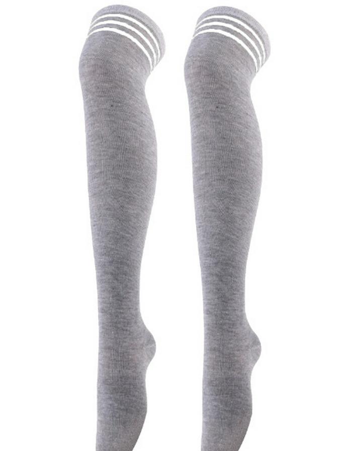 Academy Style Women's Striped Knee-High Cotton Socks - Three Stripes, Perfect for Dance Performance