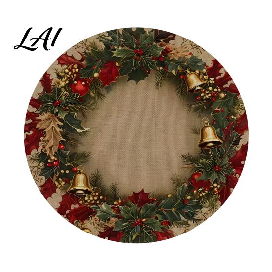 Tapis décoratif d'isolation thermique Rond Napperon de Noël 14 Pouces Motif festif Antidérapant Protecteur de table Table de maison de fête Protecteur de table Place pour