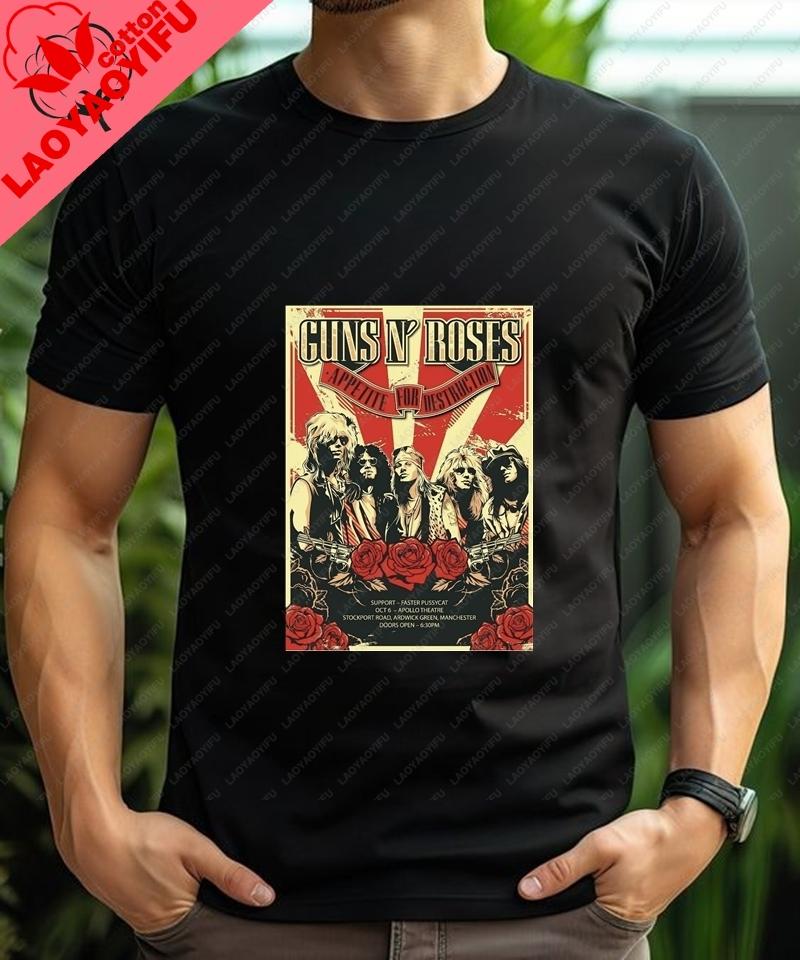 Guns N Roses Rock Band Fashion Retro Loose Shortsleeved Tshirts Summer Trend Harajuku Neutral Shirts Oversized Tshirts