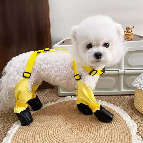 Dog Suspender Boots Connected Dog Rain Shoes Waterproof Doggy Booties Adjustable Dog Paw Protectors