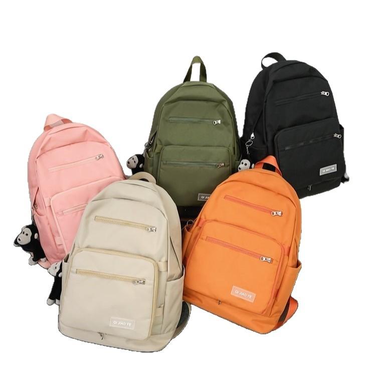 Schoolbag new Japanese simple solid color cute schoolbag female primary school students high value large capacity junior high school backpack
