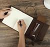 A5 Retro Crazy Horse Leather Notebook Cover with Strap, Handmade, Multi-Card Slots, Office Stationery Organizer