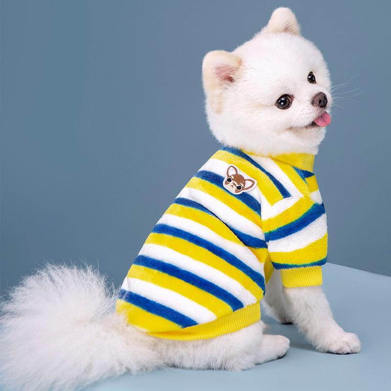 Rainbow Striped Fleece Jacket for Pets - Autumn and Winter Warmth for Cats and Small Dogs