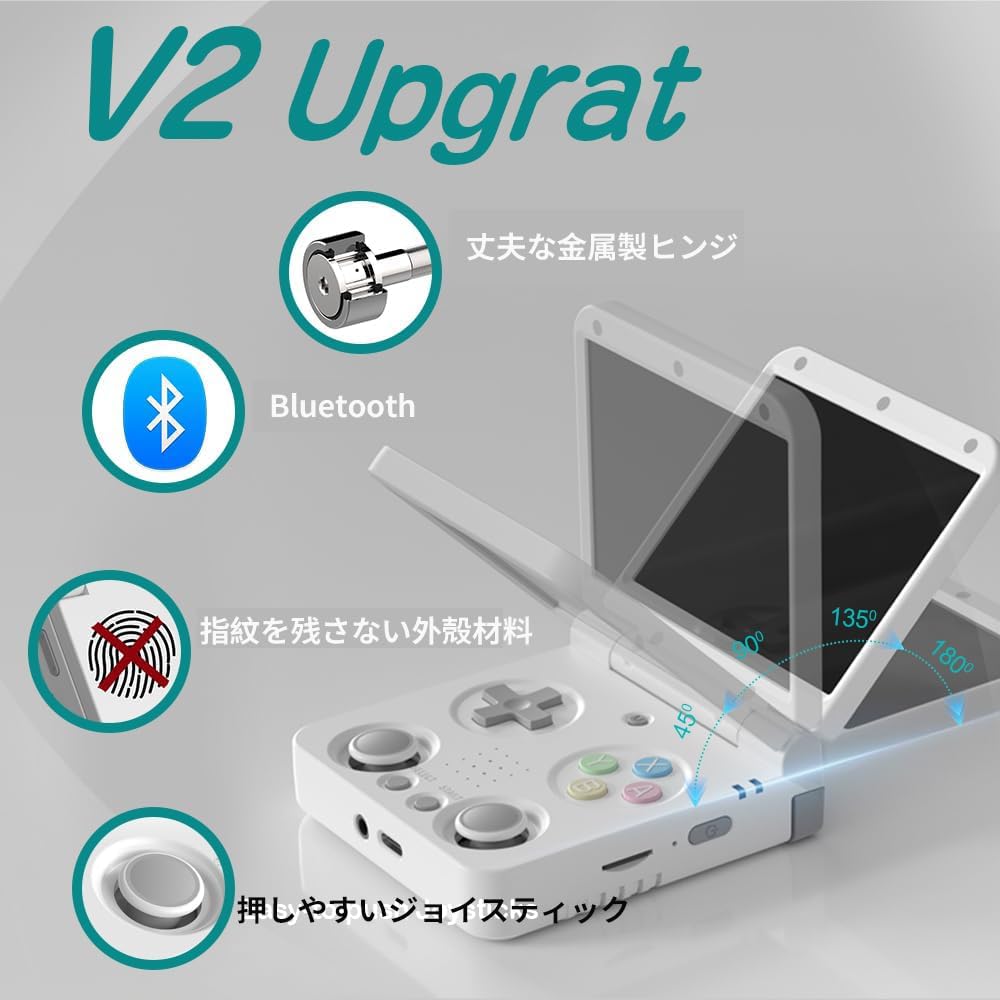 Miyoo Flip V2 Foldable Retro Handheld Game Console with IPS 3000mAh 64GB Gray RK3566, 3.5-inch Screen, WiFi/Bluetooth Support, Battery, RAM,