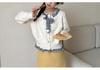 Korean Ruffle Plaid Bow Cardigan - Women's Chic Fall/Winter Long Sleeve Knit Top