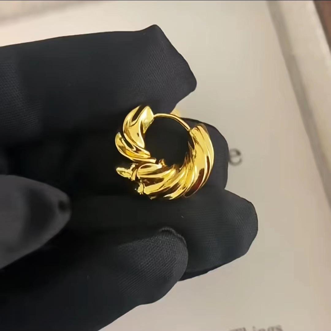 

Elegant Gold-Plated Copper Hoop Earrings - Versatile High-End Fashion Accessory