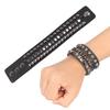 2Pcs Punk Wristband Vintage Multi‑Layer Rivet Motorcycle Faux Leather Cuff Bracelets