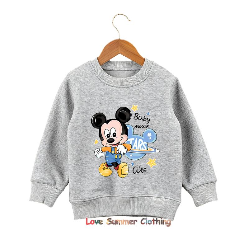 Mouse Kids Hooded Sweatshirt Mickey Ages 4-14 HD Print Little Boy Pullover  Minnie Little Girls Fall Hoodie Long Sleeve New Arrivals for Autumn